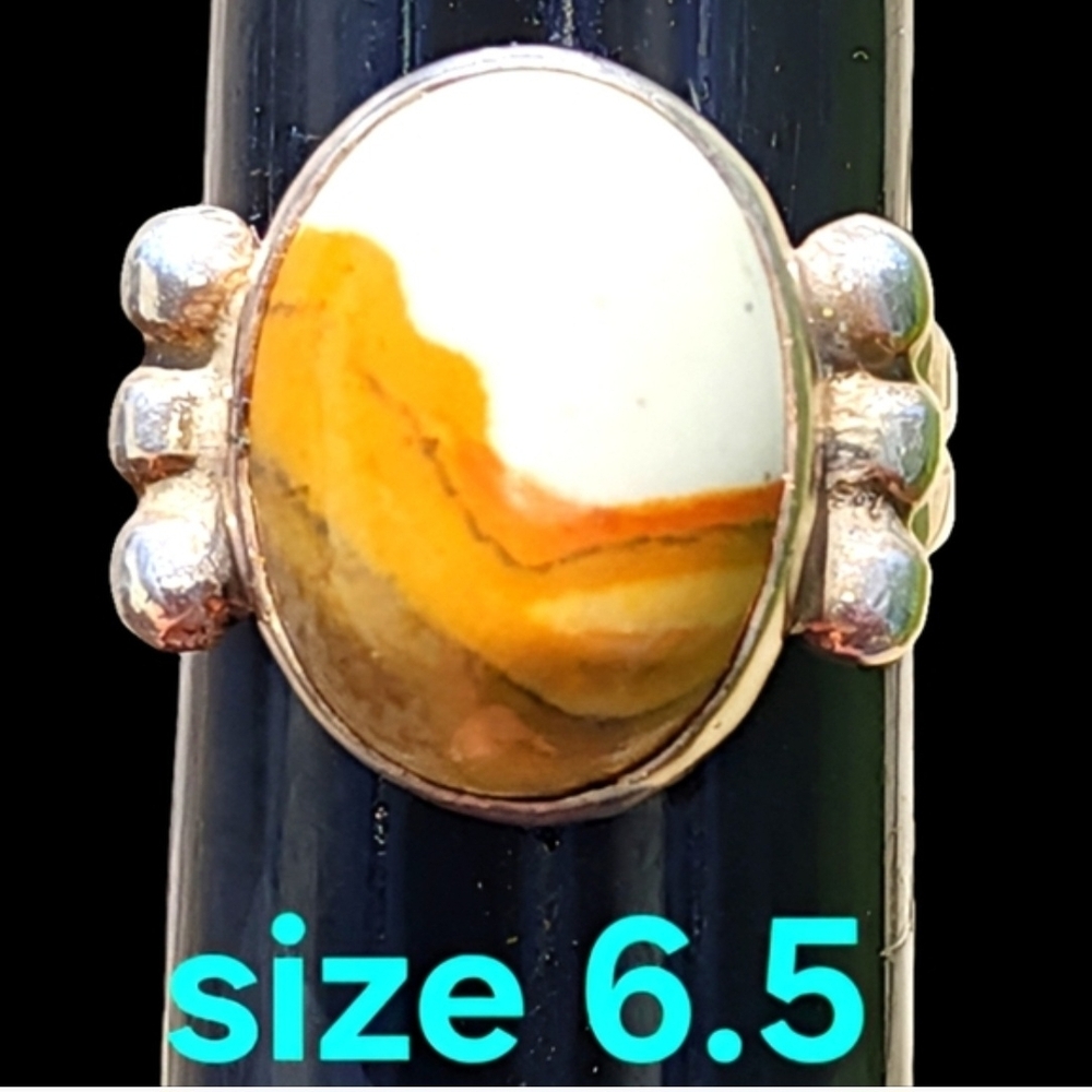 Sterling Silver Native American Women's Ring Size 6.5 Landscape Picture Agate